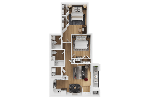Floor plan for 1 bed, 1 bath, 600 sqft